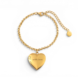 Heart Photo Locket Bracelet with Engraving