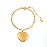Heart Photo Locket Bracelet with Engraving