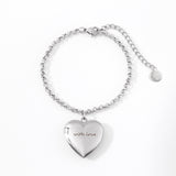 Heart Photo Locket Bracelet with Engraving