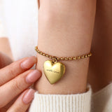 Heart Photo Locket Bracelet with Engraving