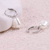 Freshwater Pearl Drop Pave Huggie Earrings