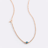 Initial Necklace with Birthstone Accent