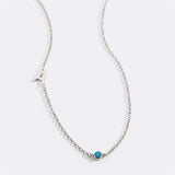 Initial Necklace with Birthstone Accent