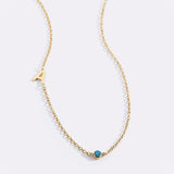 Initial Necklace with Birthstone Accent