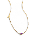 Initial Necklace with Birthstone Accent