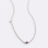 Initial Necklace with Birthstone Accent