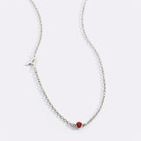 Initial Necklace with Birthstone Accent