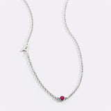 Initial Necklace with Birthstone Accent