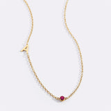 Initial Necklace with Birthstone Accent
