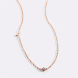 Initial Necklace with Birthstone Accent