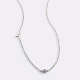 Initial Necklace with Birthstone Accent
