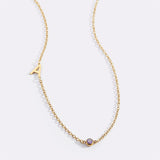 Initial Necklace with Birthstone Accent