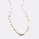 Initial Necklace with Birthstone Accent