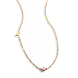 Initial Necklace with Birthstone Accent