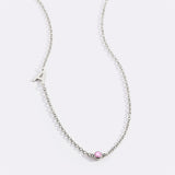 Initial Necklace with Birthstone Accent
