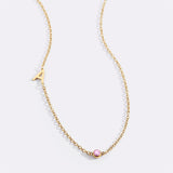 Initial Necklace with Birthstone Accent