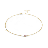 Initial Necklace with Birthstone Accent