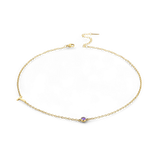 Initial Necklace with Birthstone Accent