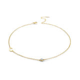 Initial Necklace with Birthstone Accent