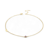 Initial Necklace with Birthstone Accent