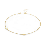 Initial Necklace with Birthstone Accent