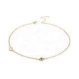 Initial Necklace with Birthstone Accent