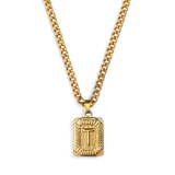 Initial Card Pendant Necklace with Curb Chain