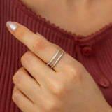 Double Band Pave Ring