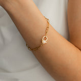 Paperclip Bracelet with Pearl Accent