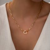 Pave Mint Paperclip Necklace