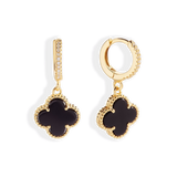 Pave Clover Drop Earrings