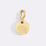 Engraved Birth Flower Disc Charm