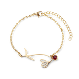Dainty Birth Flower Bracelet with Birthstone Charm