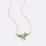 Birthstone Leaf Pendant Necklace