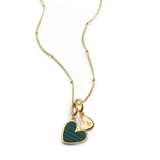 Malachite Heart Initial Necklace
