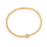 Gold Beaded Block Initial Bracelet
