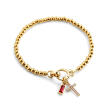 Cross Charm Birthstone Bracelet