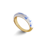 Blue Porcelain Dome Ring