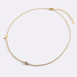 Initial Necklace with Birthstone Accent