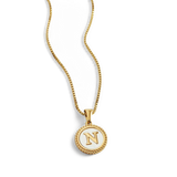 Mother of Pearl Disc Letter Necklace with Box Chain