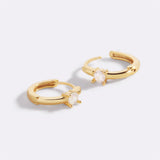 Dainty Single Stone Huggie Hoops