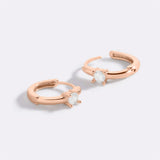 Dainty Single Stone Huggie Hoops
