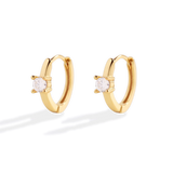 Dainty Single Stone Huggie Hoops