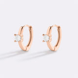 Dainty Single Stone Huggie Hoops