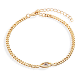 Dainty Cuban Link Chain Evil Eye Bracelet