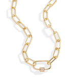 Link Chain Necklace with Pave Carabiner Clasp