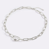Link Chain Necklace with Pave Carabiner Clasp