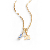 Minimalist Initial Necklace with Birthstone Charm