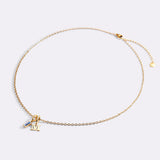 Minimalist Initial Necklace with Birthstone Charm