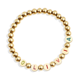 Custom Rainbow Letter Gold Disc Beaded Bracelet